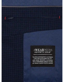 Awearness Kenneth Cole AWEAR-TECH Slim Fit Sport Coat, Navy Check -Men Clothing Store MW40 15NH 94 AWEARNESS KENNETH COLE NAVY CHECK ALT2