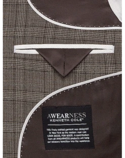 Awearness Kenneth Cole Modern Fit Sport Coat, Tan Plaid -Men Clothing Store MW40 15TA 65 AWEARNESS KENNETH COLE TAN GLEND PLAID ALT2