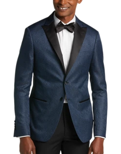 Men Clothing Store 23 After Hours Slim Fit Satin Peak Lapel Dinner Jacket, Blue Paisley
