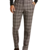 Egara Skinny Fit Suit Separates Pants, Taupe Plaid -Men Clothing Store MW40 3VNU 69 EGARA ORANGE TAUPE PLAID MAIN