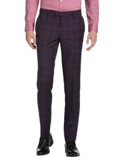 Egara Skinny Fit Suit Separates Pant, Plum Plaid