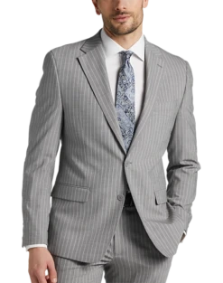 Michael Strahan Classic Fit Suit Gray Stripe