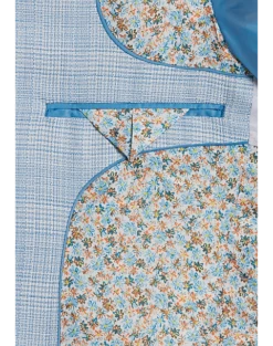 Egara Skinny Fit Suit Separates Coat, Light Blue Plaid -Men Clothing Store MW40 3XGM 15 EGARA ORANGE LT BLUE PLAID ALT2