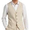 Paisley & Gray Slim Fit Suit Separates Vest, Silky Beige -Men Clothing Store MW40 3XJK 05 PAISLEY GRAY SILKY BEIGE MAIN