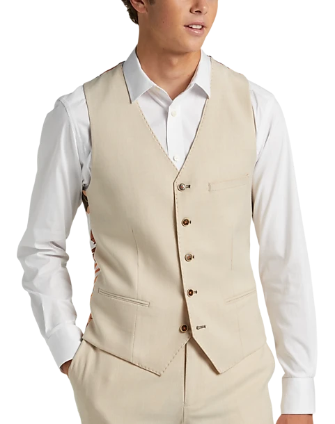 Paisley & Gray Slim Fit Suit Separates Vest, Silky Beige 3 Paisley & Gray Slim Fit Suit Separates Vest, Silky Beige