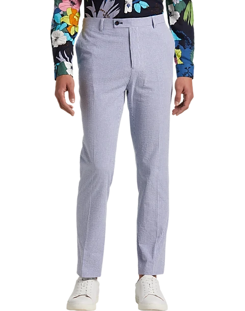 Paisley & Gray Slim Fit Suit Separates Pants, Blue & White Seersucker 3 Paisley & Gray Slim Fit Suit Separates Pants, Blue & White Seersucker