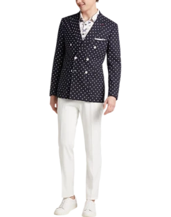 Paisley & Gray Slim Fit Suit Separates Coat, Navy With White Polka Dots -Men Clothing Store MW40 3XLU 27 PAISLEY GRAY NAVY WHITE POKA DOTS ALT5