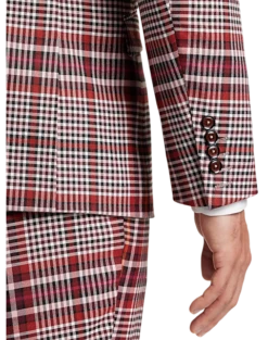 Paisley & Gray Slim Fit Suit Separates Coat, Pink Plaid -Men Clothing Store MW40 3XMF 60 PAISLEY GRAY PINK PLAID ALT2
