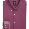 Michael Strahan Four-Way Stretch Modern Fit Dress Shirt, Burgundy Dot -Men Clothing Store MW40 5FGF 06 MICHAEL STRAHAN BURGUNDY STRIPE MAIN