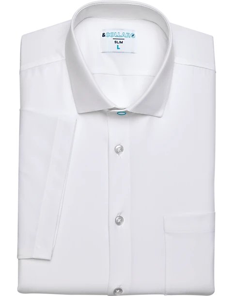 &Collar Pacific Slim Fit Stain-Resistant Short Sleeve Dress Shirt, White 3 &Collar Pacific Slim Fit Stain-Resistant Short Sleeve Dress Shirt, White