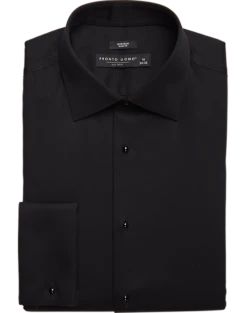 Pronto Uomo Slim Fit French Cuff Tuxedo Formal Shirt, Black