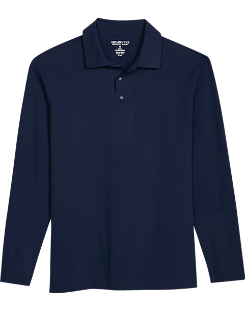 Awearness Kenneth Cole Modern Fit Long Sleeve Polo, Navy 3 Awearness Kenneth Cole Modern Fit Long Sleeve Polo, Navy