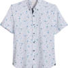 Con.Struct Slim Fit Short Sleeve Sport Shirt White & Blue Paisley