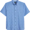 Michael Strahan Modern Fit 4-Way Stretch Short Sleeve Sport Shirt, Blue Confetti Dot -Men Clothing Store MW40 6N1K 14 MICHAEL STRAHAN BLUE MAIN