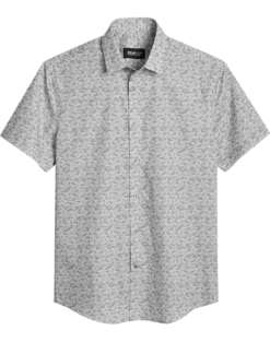 Awearness Kenneth Cole Slim Fit Short Sleeve Sport Shirt, Light Gray Camo