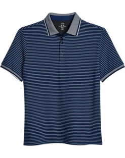 Michael Strahan Modern Fit Short Sleeve Polo, Navy Stripe
