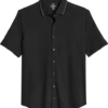 Michael Strahan Modern Fit Popcorn Stitch Short Sport Shirt, Black -Men Clothing Store MW40 6NCV 02 MICHAEL STRAHAN BLACK MAIN