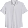 Michael Strahan Modern Fit Popcorn Stitch Short Sport Shirt, White