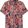 Paisley & Gray Slim Fit Short Sleeve Sport Shirt, Pink Paisley -Men Clothing Store MW40 6NEP 97 PAISLEY GRAY PINK MAIN