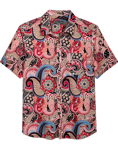 Paisley & Gray Slim Fit Short Sleeve Sport Shirt, Pink Paisley 3 Paisley & Gray Slim Fit Short Sleeve Sport Shirt, Pink Paisley