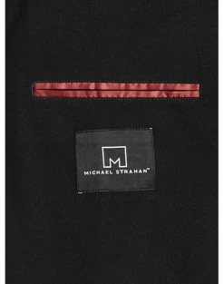 Michael Strahan Modern Fit Notch Lapel Crepe Knit Soft Jacket, Black -Men Clothing Store MW40 6NG4 02 MICHAEL STRAHAN BLACK ALT2