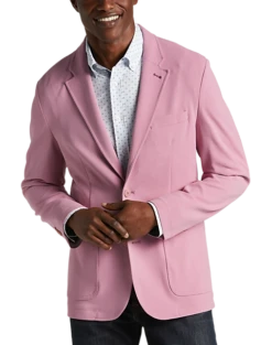 Michael Strahan Modern Fit Notch Lapel Crepe Knit Soft Jacket, Pink
