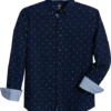 Michael Strahan Modern Fit Button-Down Collar 4-Way Stretch Sport Shirt, Navy Stars -Men Clothing Store MW40 6NHG 01 MICHAEL STRAHAN NAVY MAIN