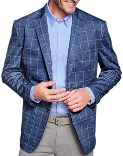 Johnston & Murphy Modern Fit XC Flex Knit Blazer, Blue Windowpane