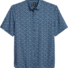 Michael Strahan Modern Fit 4-Way Stretch Short Sleeve Sport Shirt, Navy & Blue Floral -Men Clothing Store MW40 6NX6 01 MICHAEL STRAHAN NAVY MAIN