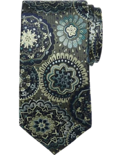 Joseph Abboud Narrow Tie, Olive Medallion