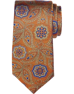 Joseph Abboud Narrow Silk Tie, Rust Paisley Medallion