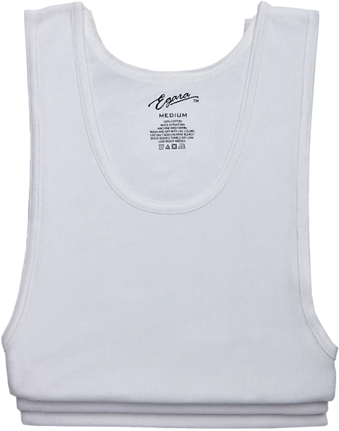 Egara Slim Fit Tank Top, 3-Pack, White 3 Egara Slim Fit Tank Top, 3-Pack, White